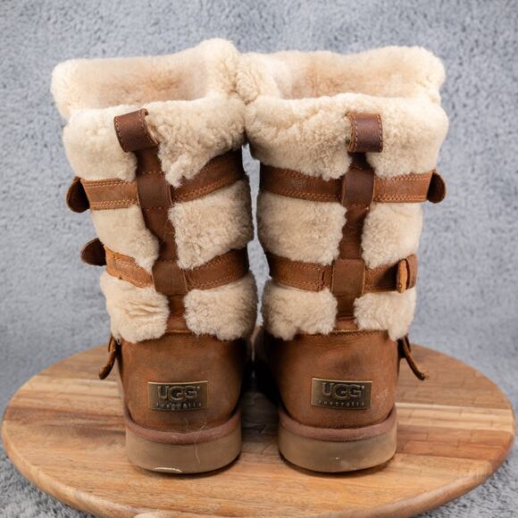 UGG Boots Womens 9 Becket Snow Brown Leather Waterproof Buckled Comfort 1005380 - Picture 4 of 8